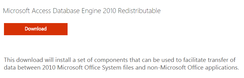 Microsoft Access Database Engine 2010 Redistributable
