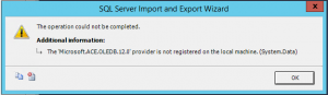 'Microsoft.ACE.OLEDB.12.0' provider error